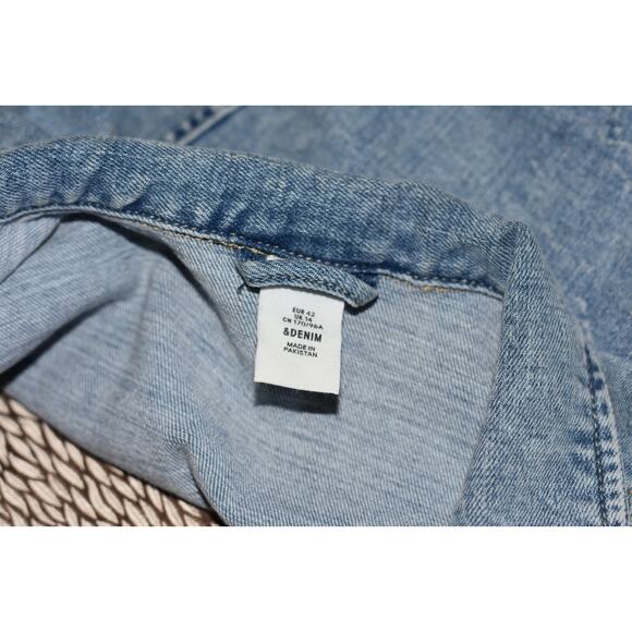 H&M Distressed Short Light Denim Jean Moto Jacket Size 10 - Picture 5 of 8